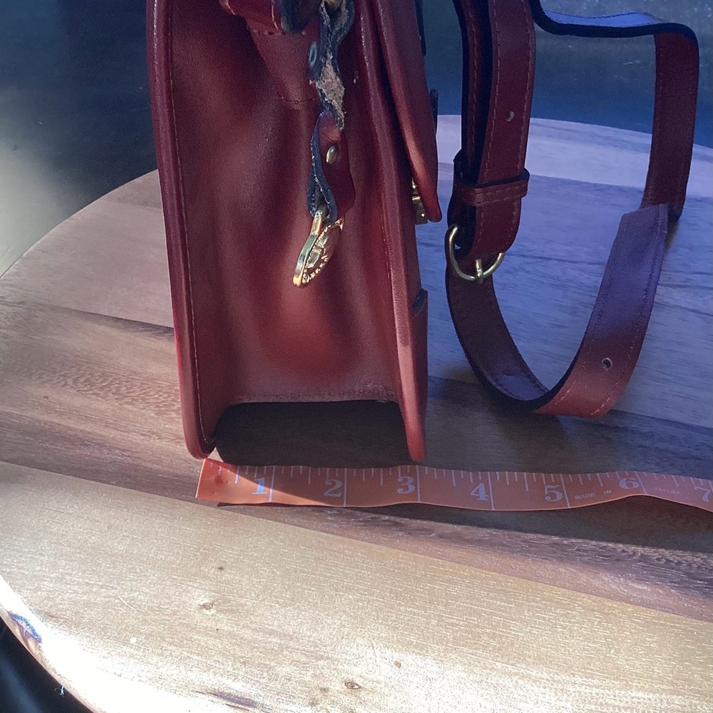 RED GOOSE Crossbody Bag Red Leather EUC - Picture 13 of 15